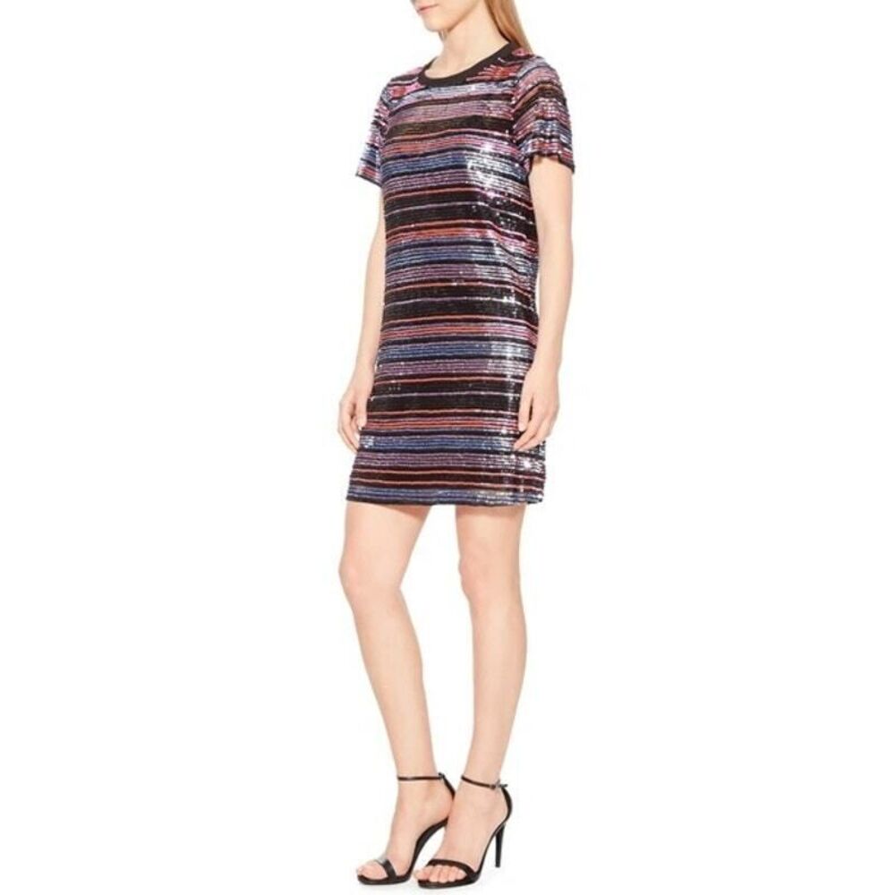 Parker Samara Multicolor Sequin Shift Mini Dress‎ Size XS New